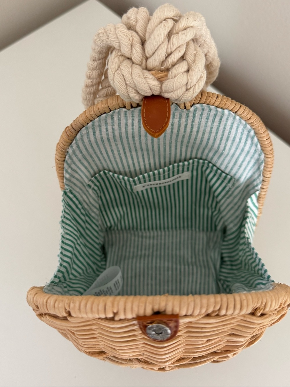 Anthropologie Natural Woven Rattan  Mini Bag with Rope Handle - Picture 3 of 6